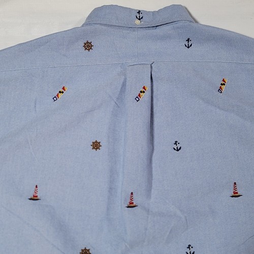 Polo Ralph Lauren Camicia Uomo Taglia XL Blu Oxford Sport Stampa Nautica Yacht Club - Foto 8 di 13