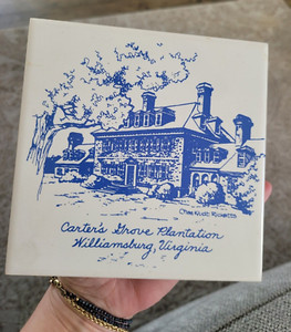 Vintage Ceramic Tile Trivet Hanging Carters Grove Williamsburg, Virginia