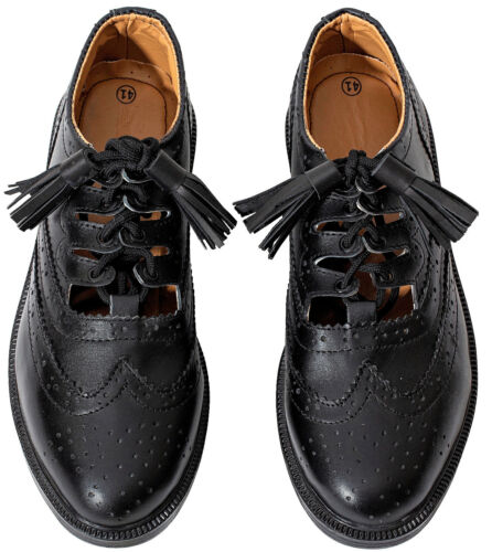 Ghillie Brogues Black Leather Ghillie Brogues Scottish Kilt Shoes - Picture 1 of 6