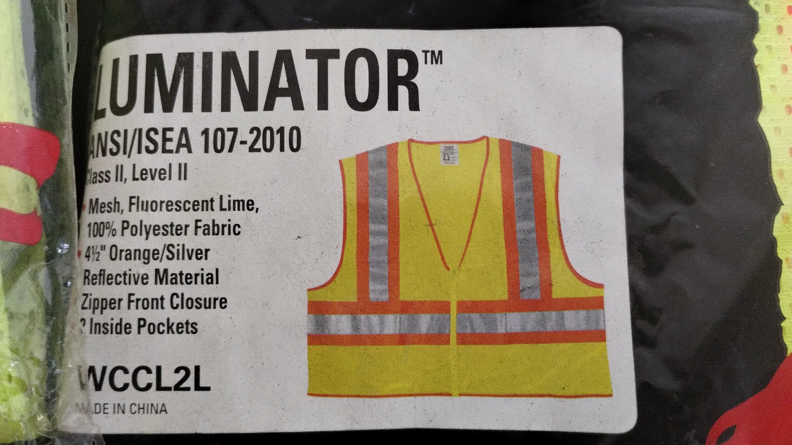 LOT OF 6 MCR Class 3 Polyester Mesh Safety Vest Zipper Lime WCCL3L MED & XL - product detail image 6