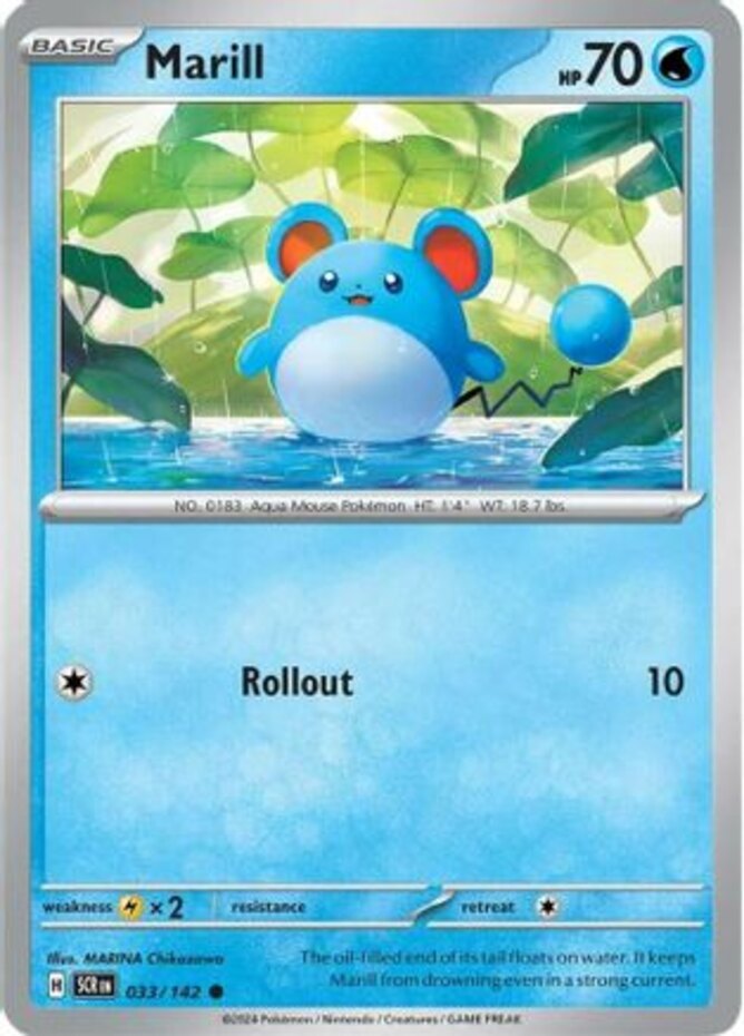 Pokemon Marill - 033/142 - Common - Reverse Holo NM-Mint Stellar Crown