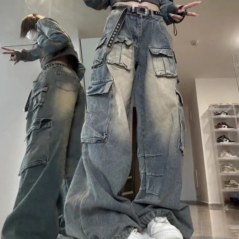 Women Wide-leg Cargo Pants Summer high-waisted y2k baggy Women Wide-leg Cargo Pants Summer high-waisted y2k baggy