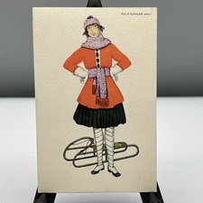 MELA KOEHLER WIEN Winter Sled FASHIONISTA LADY Skirt ARTIST POSTCARD BKW 271-1
