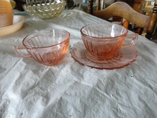 Sierra Pinwheel pink cups(2) and 1 saucer