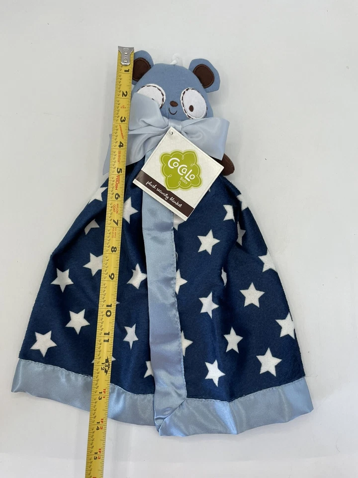 Novo Cobertor de Segurança Cocalo Panda Urso Filhote Lovey Azul Pelúcia Bebê Etiquetas de Cetim - Imagem 2 de 4