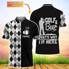 Golf And Beer Polo Shirt Personalized 3D Golf Polo Shirt Custom Name Golf Polo S