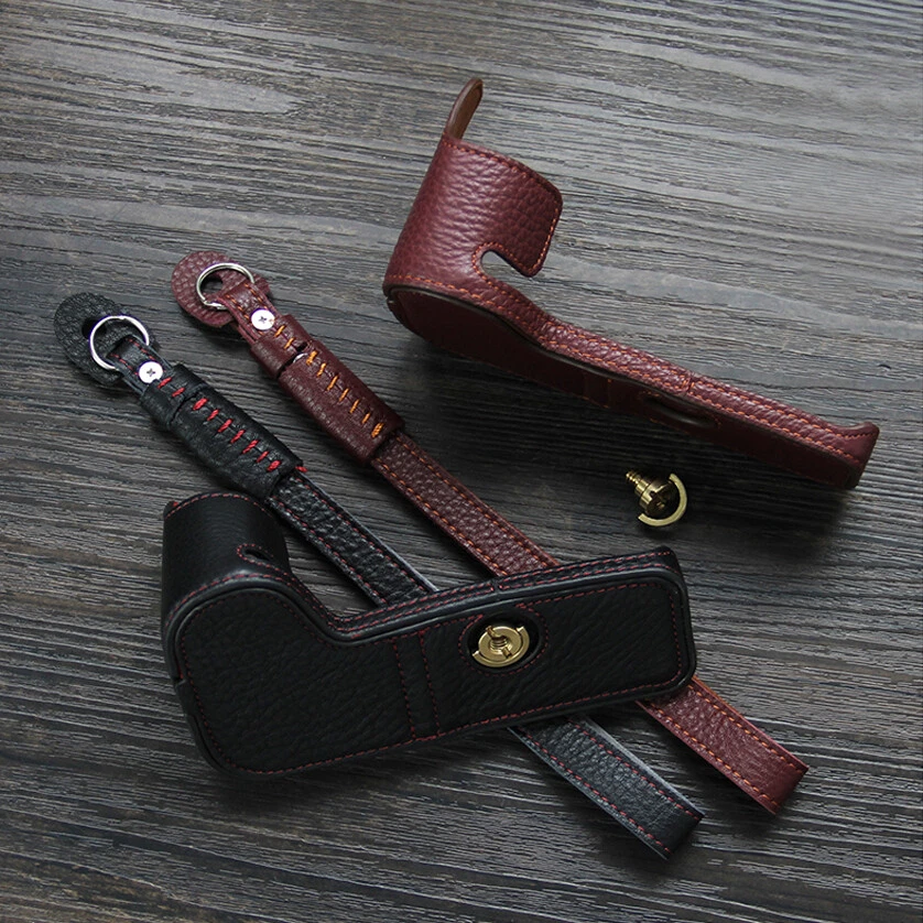 Real Leather Camera Bag Protect Case Cover Base For Canon EOS R5 R6II R7 R6 R8 - Image 2 of 4