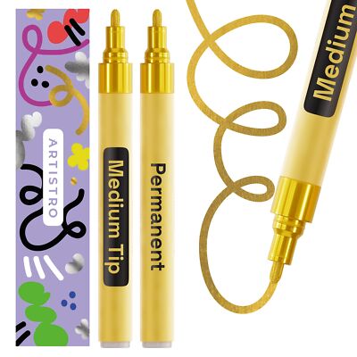 Metallic Markers Permanent Gold Paint Pens for Rock Glass