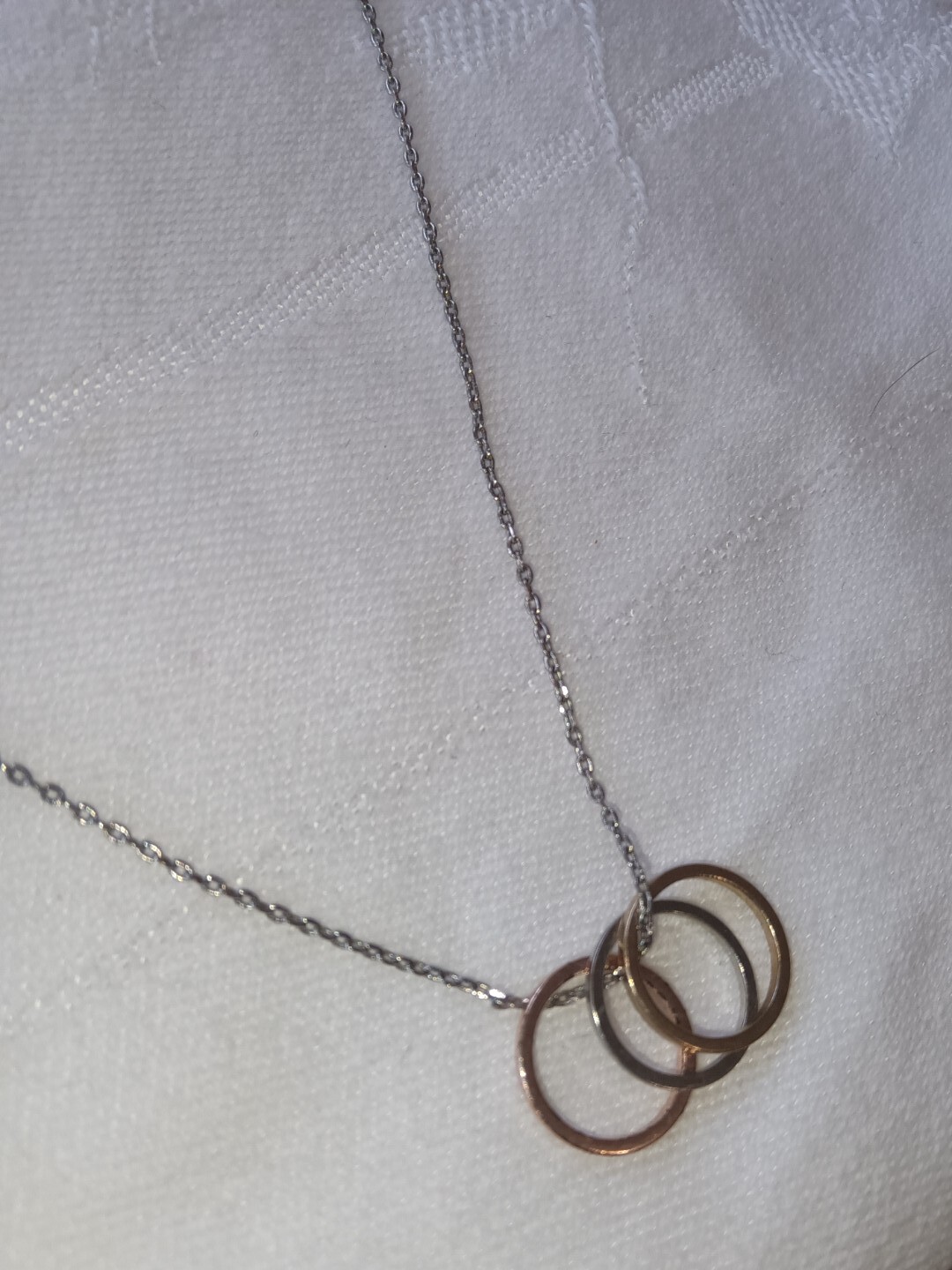 Interlocking Triple Ring Multi Metal Silver Tone … - image 4