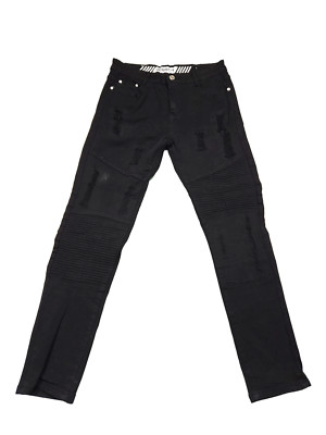 G Star Raw Mens 34 Black Denim Jeans Straight Distressed Premium Streetwear