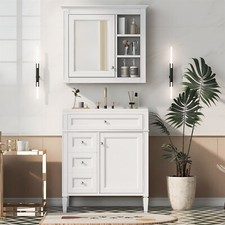 30'' Bathroom Vanity with Sink and Mirror Cabinet Bathroom Storage Cabinet