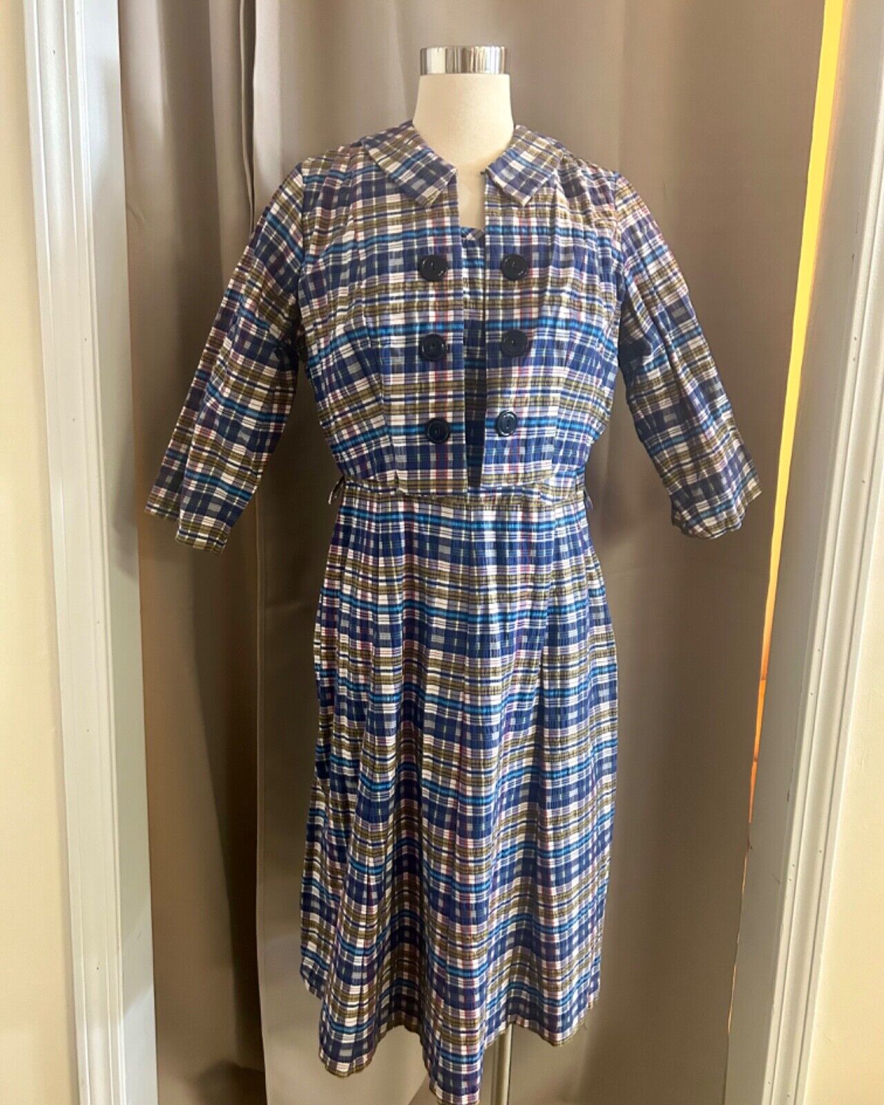 50s volup cotton dress with jacket - image 1
