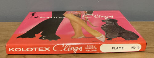 Vintage KOLOTEX CLINGS Stretch Nylon Stockings Flame 91/2-10 UNUSED STILL IN BOX - Picture 2 of 6
