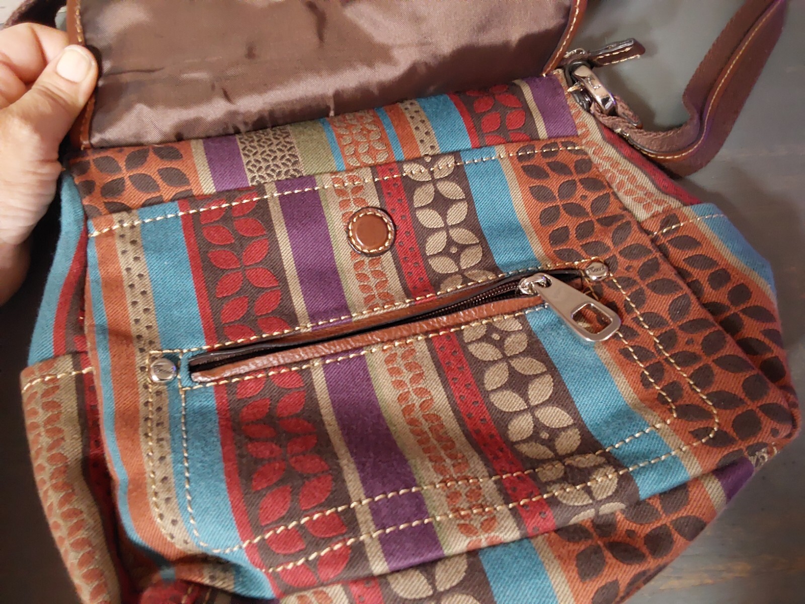 Fossil Canvas Patchwork Crossbody Shoulder Purse … - image 4