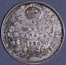 1920 Canada 5 Cents EF-AU King George V