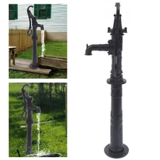 Garden Hand Water Pump Cast Iron Black Well Fountain Booster Tool & Stand