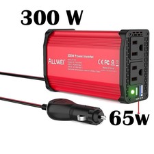 300W Power Inverters for Vehicles DC 12v to 110v AC Car Converter w/ USB-C Red