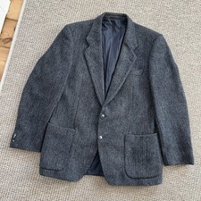 Harris Tweed Vintage Wool Herringbone Men  s Blazer Two Buttons