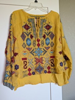 Size Small Johnny Was Biya Embroidered Women's Yellow Blouse