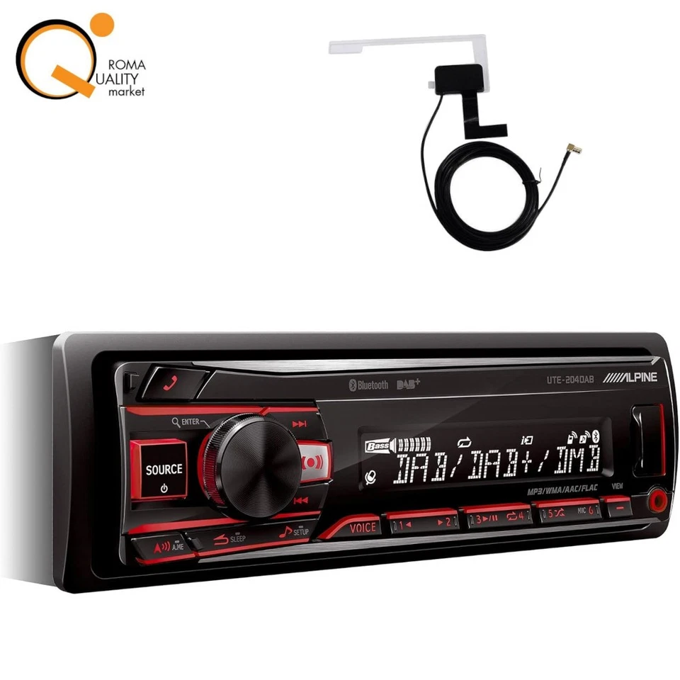 ALPINE UTE-204DAB AUTO RADIO STEREO BLUETOOTH MICROFONO ESTERNO USB ANTENNA DAB - Immagine 3 di 4