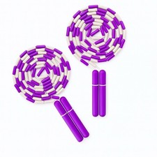 Pack Of 2: Jump Rope Segmented Soft Beaded Skipping Rope Adjustable Tangle Purpl