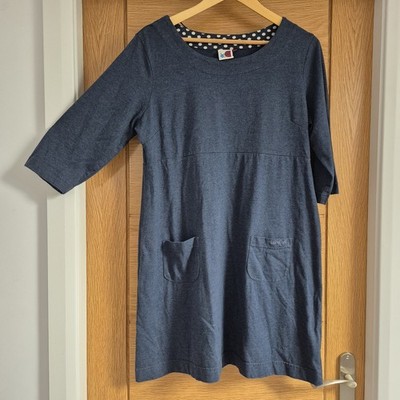 Weird Fish Women's Jersey Dress Size 16 Cotton Blend Pockets Tunic Blue NWOT
