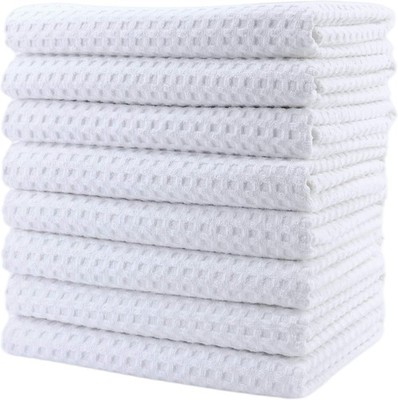 Ultra Premium Microfiber Kitchen Dish Hand Towel Waffle Weave, 8 Pack (16x28 in,