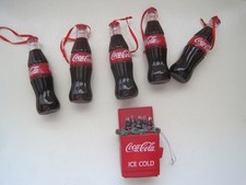 Lot of 6 Vintage Coca Cola Christmas Ornaments Coke Bottles Ice Chest Plastic