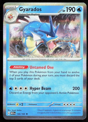 Pokemon Gyarados Rare 130/165 SV: Scarlet & Violet 151 Holofoil NM
