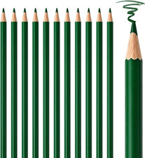 12 PCS Green Colored Pencils, Pre-Sharpened Professional Wooden Art Pencils Set