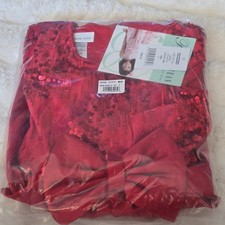 Bonnie Jean Girls Red Ball Gown Holiday Dress Sequin Bow Layered Size 8