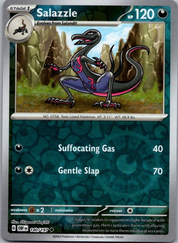 SALAZZLE 140/197 OBSIDIAN FLAMES REVERSE HOLO POKEMON