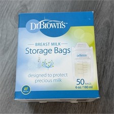 Dr. Brown  s Pre-Sterilised Leak Proof Breast Milk Storage Bags 50 Count 6 oz