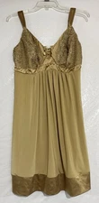 Soma Limited Ed Nightgown Sleepwear Med? Harvest Gold Lace Trim Sexy Soft *Read
