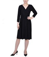 NY Collection Womens Gathered Waist Midi Dress
