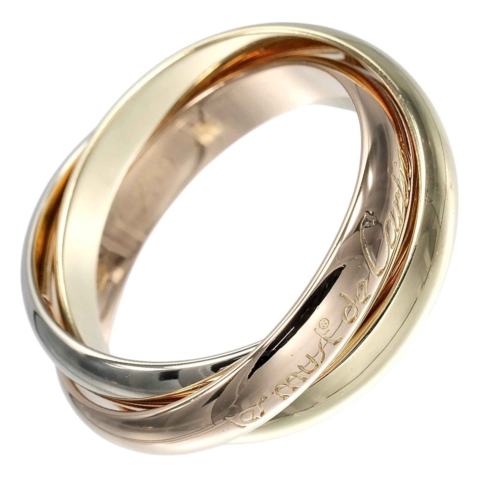 CARTIER Trinity Ring 0.1" band K18 Gold (YGxPGxWG) #5.8(US Size) 7.82g Women