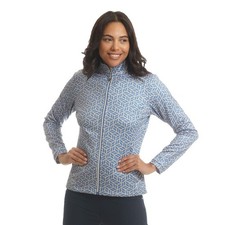 Damen Top Layer Island grün Stretch schnelltrocknend Blätter Print Windstopper Pullover