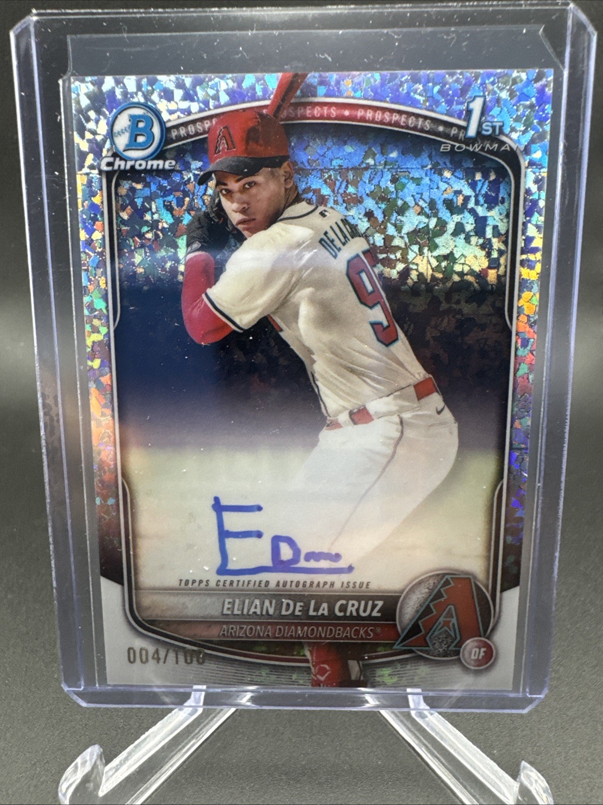 ELIAN DE LA CRUZ 2025 BOWMAN CHROME 1ST MINI DIAMOND DBACKS AUTO /100 Q3967