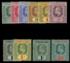 CAYMAN ISLANDS EDVII SG25-34, 1907-09 complete set, M MINT. Cat £350.