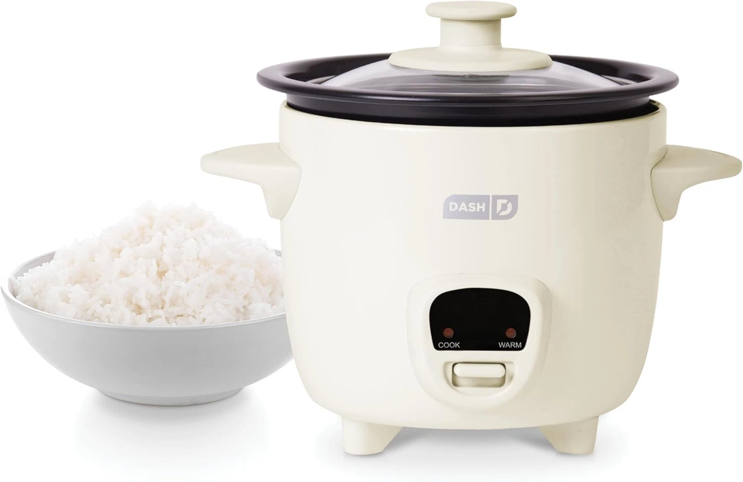 Mini Rice Cooker 2 Cup Steamer Nonstick Pot Keep Warm Function Cream