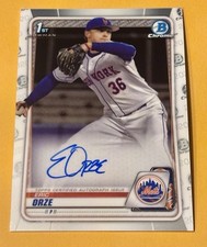Eric Orze 2021 Bowman Chrome AUTO RC Card #CDA-EO Mets Tampa Bay Rays Autograph