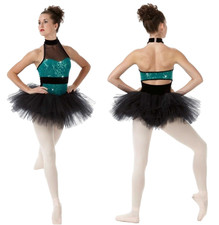 Mystifying Child Small Dance Costume Front Lined Halter Sequin Ballet Tutu New