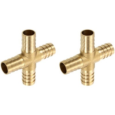 2 Stücke Messing 4-Wege-Rohrverschraubung, 5/8'' (16mm) Kreuzstück Rohradapter
