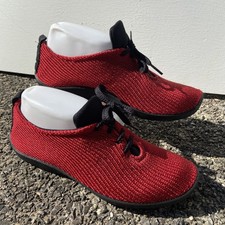 Arcopedico Knit Sneaker Shoes Women Size EU 37 Red Lace Up Comfort US 6.5