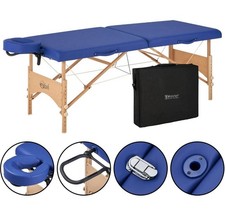 Portable Massage Table Folding Adjustable Wooden Spa Bed w/ Black Carry Case