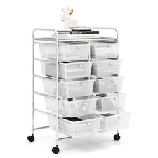 10 Drawers Storage Trolley Mobile Wheeled Utility Cart Home Office Organiser