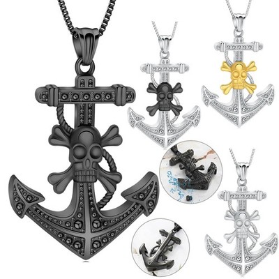 Skull Cross Anchor Urn Pendant Cremation Jewelry for Ashes Memory Necklace Gift