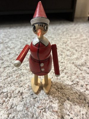 Vintage Wilson Walkies Pinocchio Wood Doll Ramp Walker Very Rare Working Toy 5''