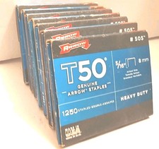 Arrow 5/16" T50 Genuine Arrow Heavy Duty Staples 1250 Pack 505 Lot of 7 Packs