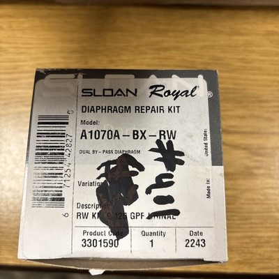 Sloan Royal Diaphragm Repair Kit A1070A-BX-RW Urinal 1.25 GPF H-1015-A Flow